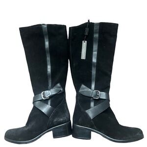 NWOB Emanuele Crasto Black suede Buckle long Boot size 41/US9.5